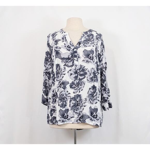 Stitch Fix Tops - Fun2Fun Top Stitch Fix Floral Kearney Crinkle Henley Blouse Women's Size 1X